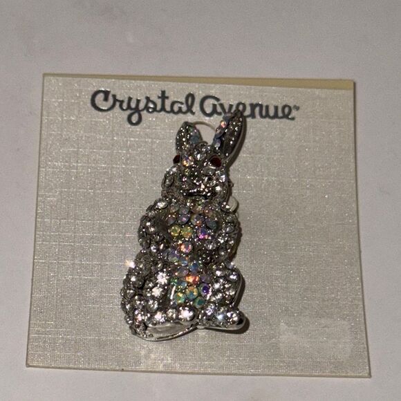 Crystal Avenue Silver Bunny Rabbit Brooch - Picture 3 of 5